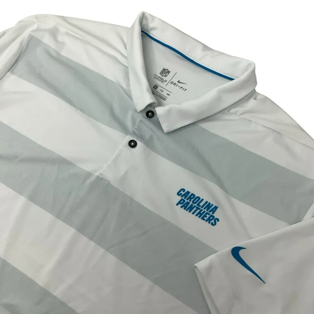 Carolina Panthers Nike Dri-FIT Polo Shirt Mens 2XL Striped NFL Football On Field